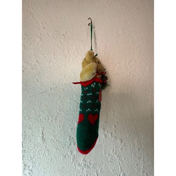 Vintage 1998 Beary Christmas Collectible Knit Stocking Ornament Teddy Bear READ - Picture 9 of 10